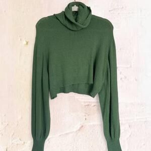 Princess Polly Cropped Green Turtleneck Sweater